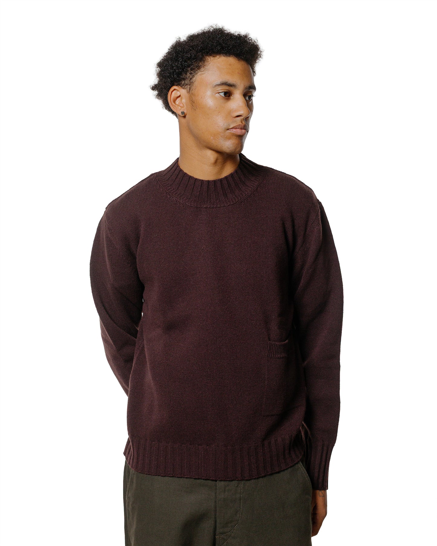 Margaret Howell Single Pocket Crew Geelong Lambswool Mahogany