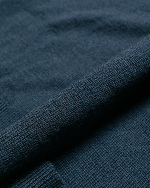 Margaret Howell Zip Through Cardigan Fine Merino Wool Marine fabric