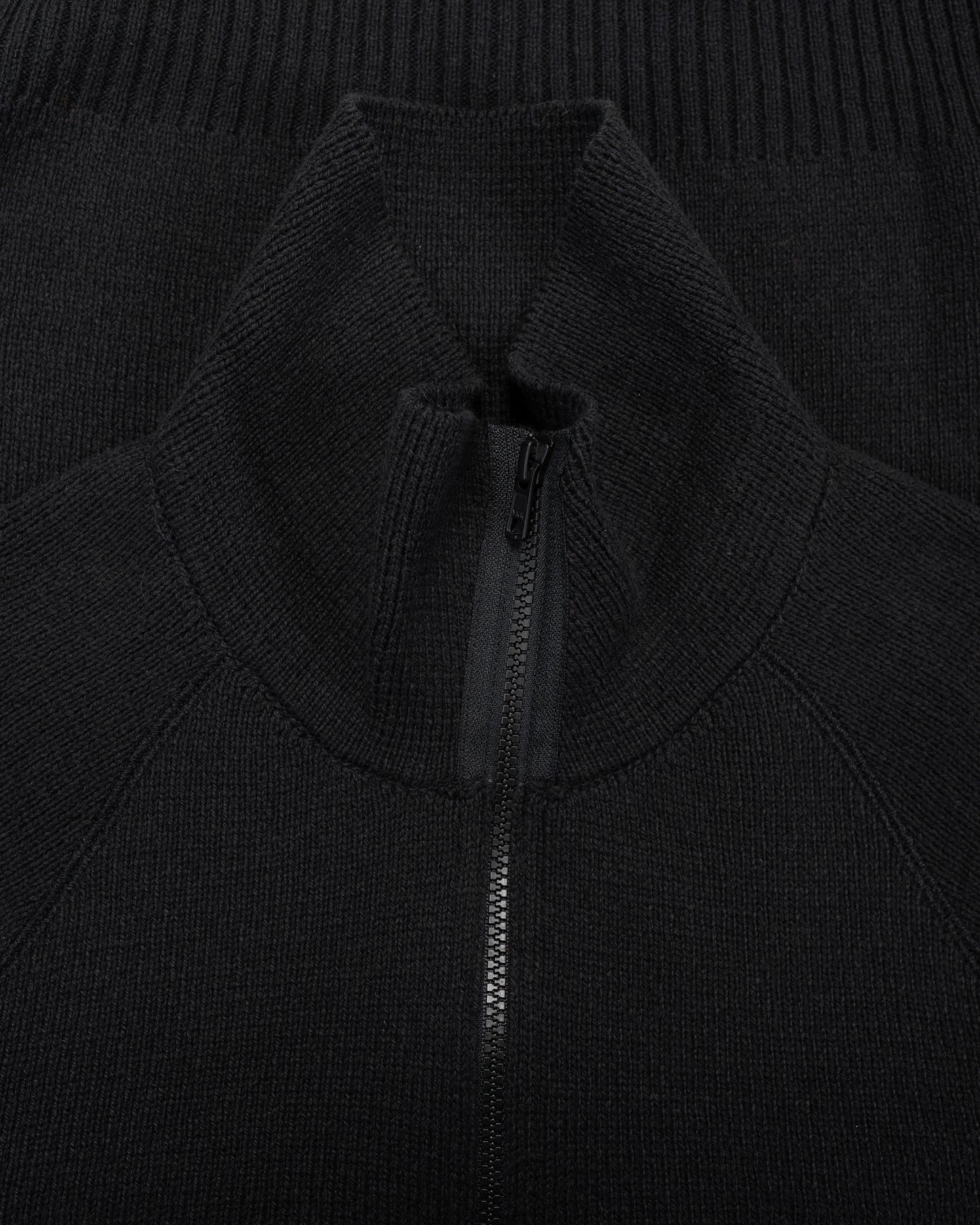 Margaret Howell Zip Up Polo Jumper Wool Cotton Black
