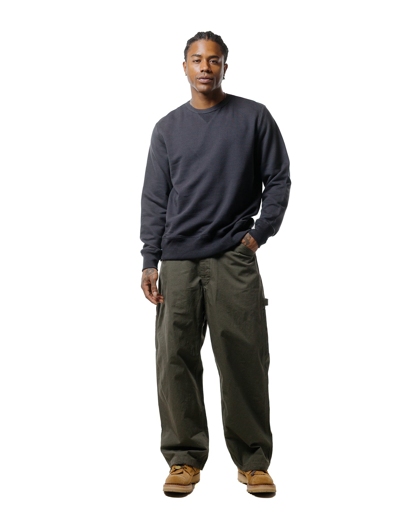 Merz B. Schwanen 3M46 Vintage Machine Fleece Sweatshirt Charcoal