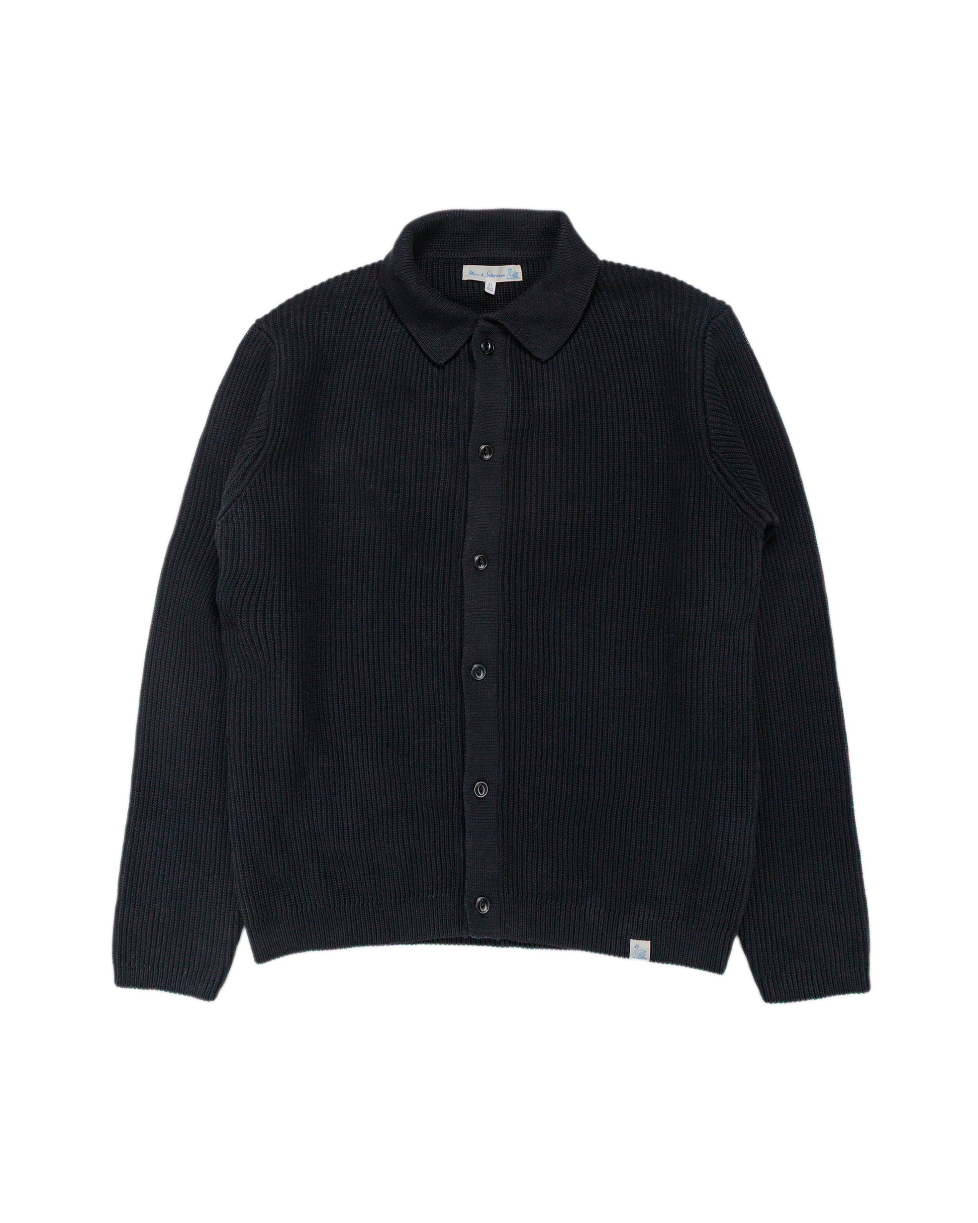 Merz B. Schwanen KNITSHIRT05 Ribbed Knitshirt Deep Black