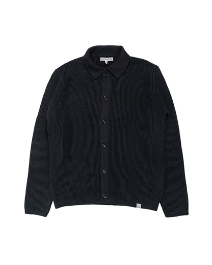 Merz B. Schwanen KNITSHIRT05 Ribbed Knitshirt Deep Black