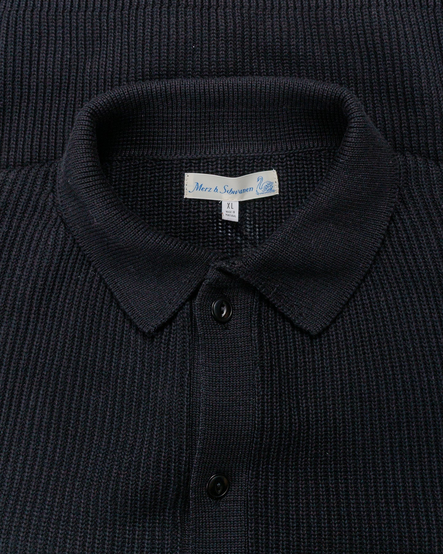 Merz B. Schwanen KNITSHIRT05 Ribbed Knitshirt Deep Black