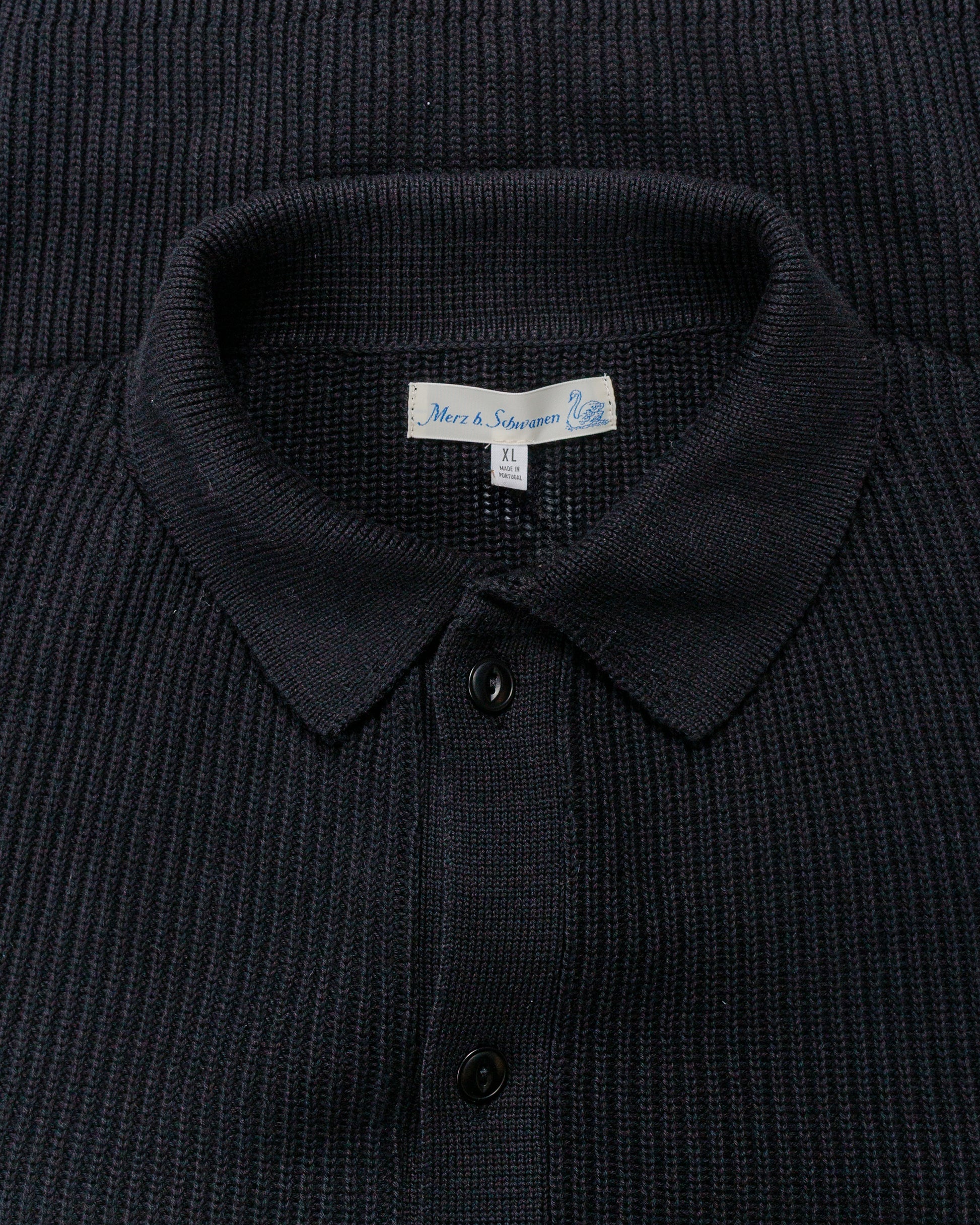Merz B. Schwanen KNITSHIRT05 Ribbed Knitshirt Deep Black