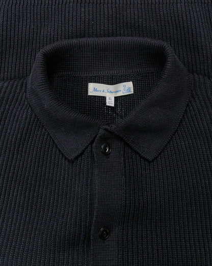 Merz B. Schwanen KNITSHIRT05 Ribbed Knitshirt Deep Black
