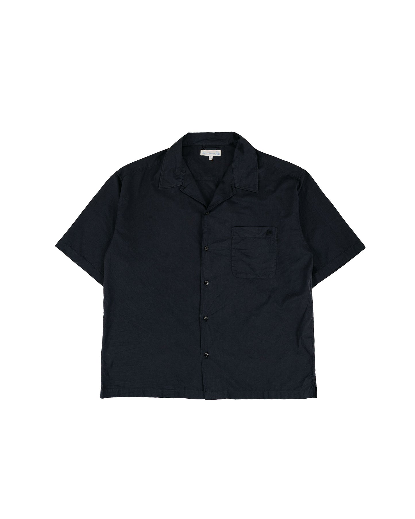 lost & found Merz B. Schwanen Merz B. Schwanen SHIRT09LP Unisex Short Sleeve Cotton Poplin Shirt Deep Black