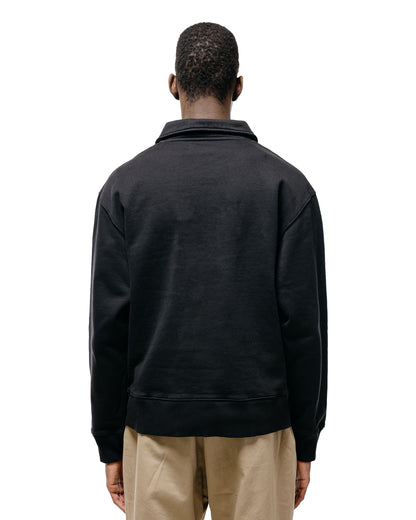 lost & found Merz B. Schwanen Merz B. Schwanen ZIP03 Authentic Fleece Polo Collared Half-Zip Cotton Sweatshirt Deep Black