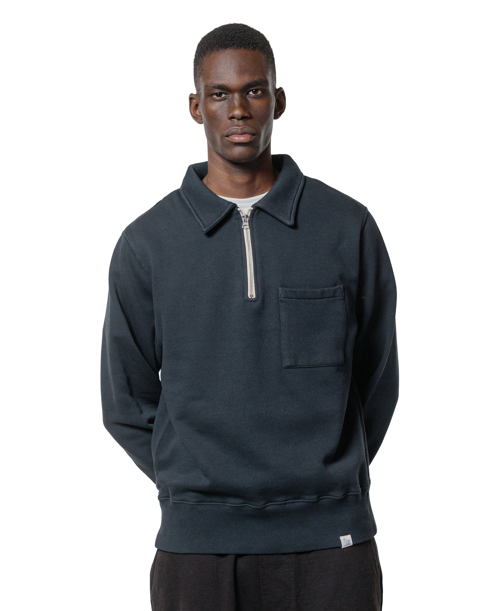 Merz B. Schwanen ZIPC01 Zip Collar Sweatshirt Charcoal
