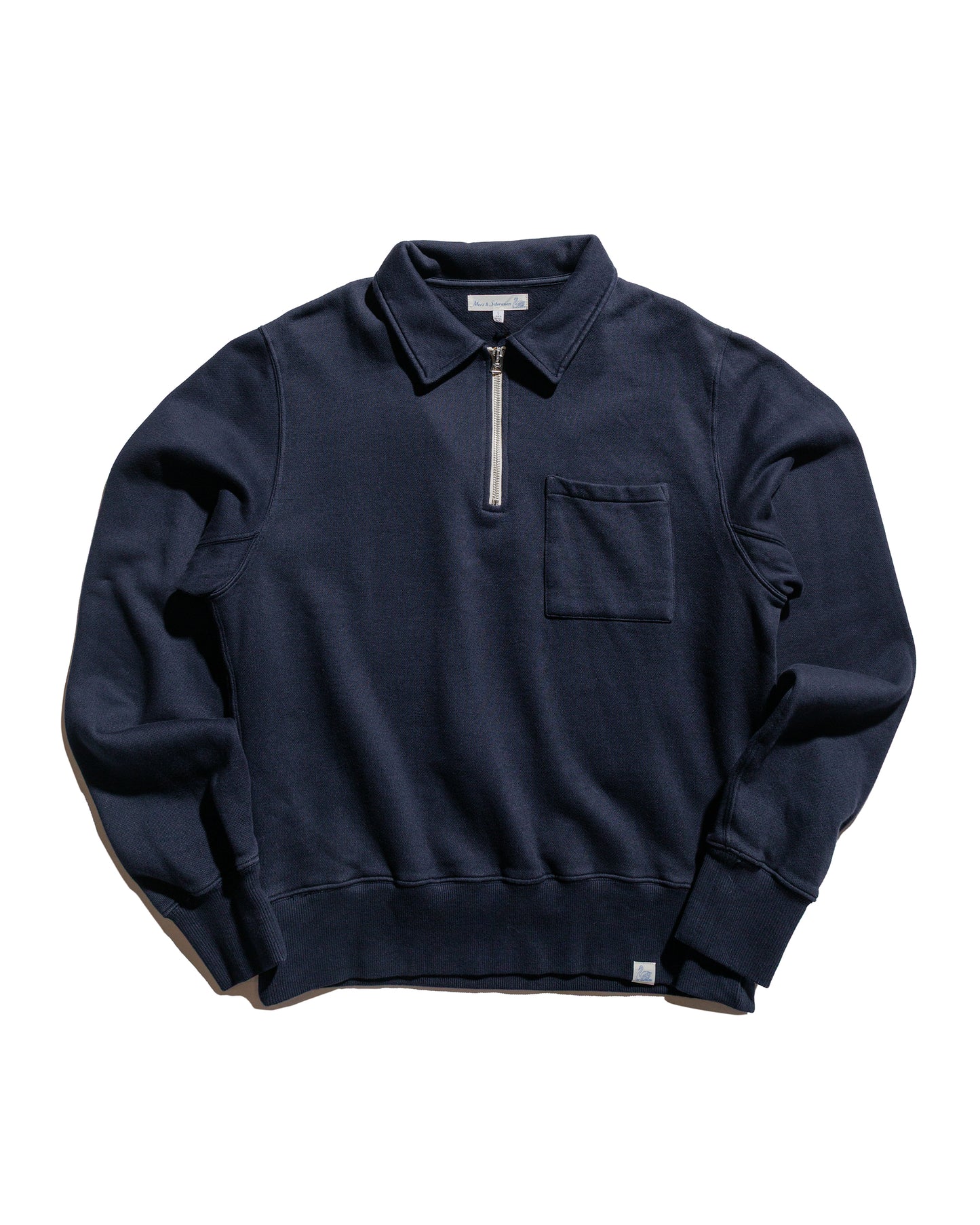 Merz B. Schwanen ZIPC01 Zip Collar Sweatshirt Dark Navy