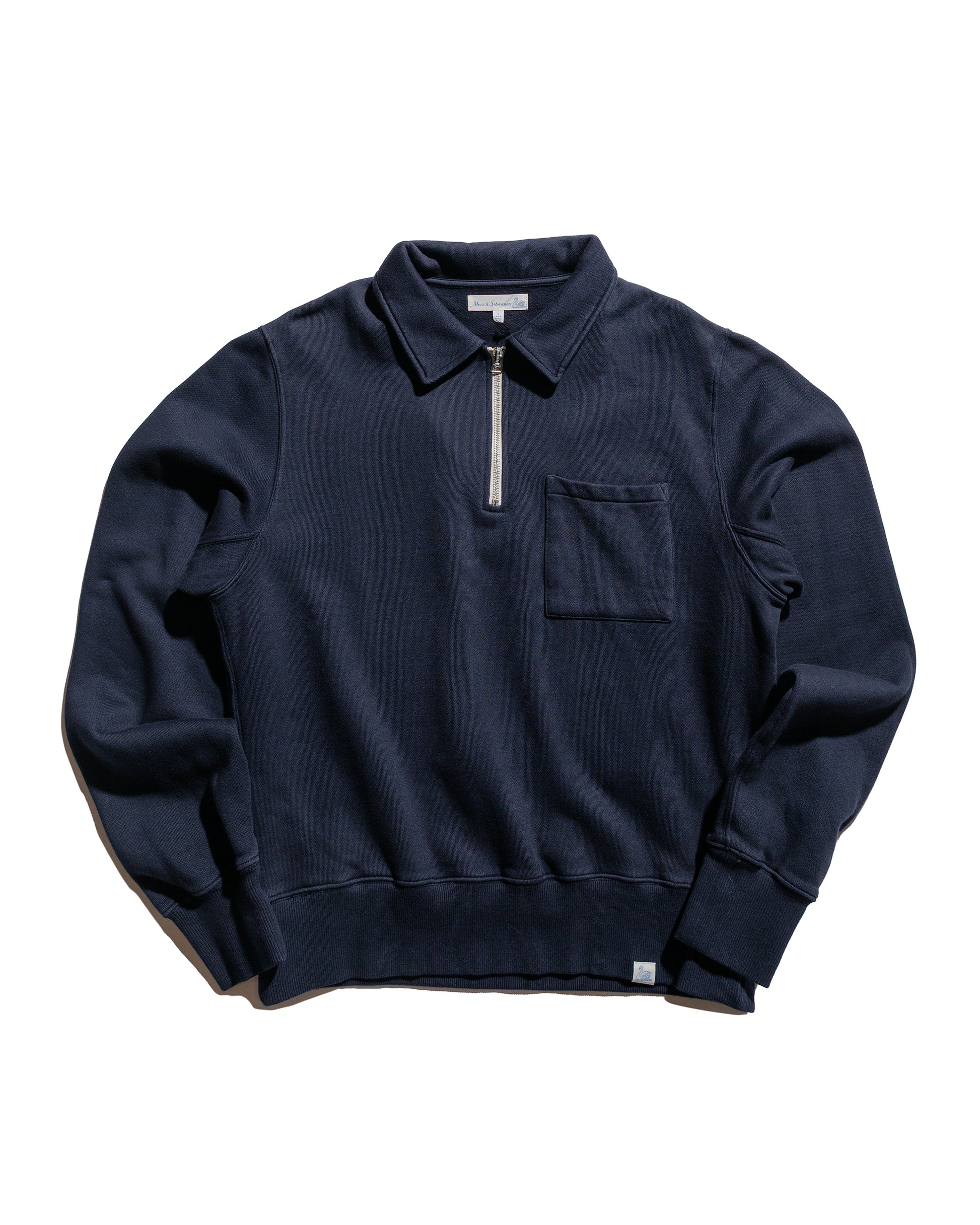 Merz B. Schwanen ZIPC01 Zip Collar Sweatshirt Dark Navy
