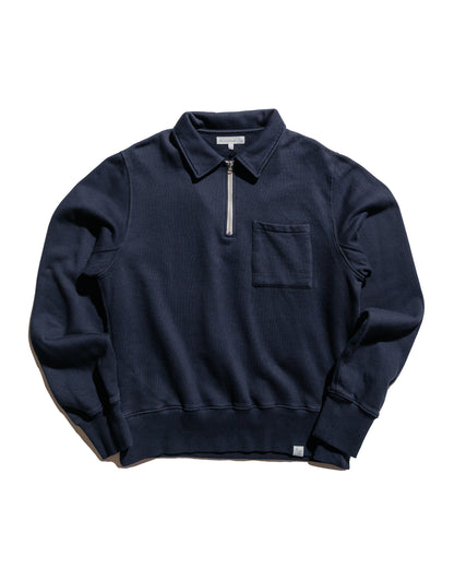 Merz B. Schwanen ZIPC01 Zip Collar Sweatshirt Dark Navy