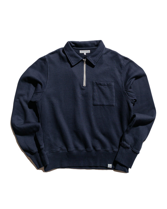 Merz B. Schwanen ZIPC01 Zip Collar Sweatshirt Dark Navy