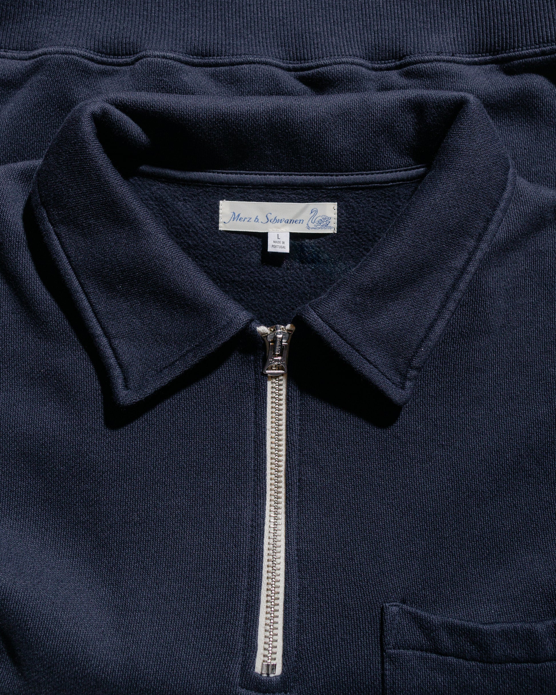 Merz B. Schwanen ZIPC01 Zip Collar Sweatshirt Dark Navy