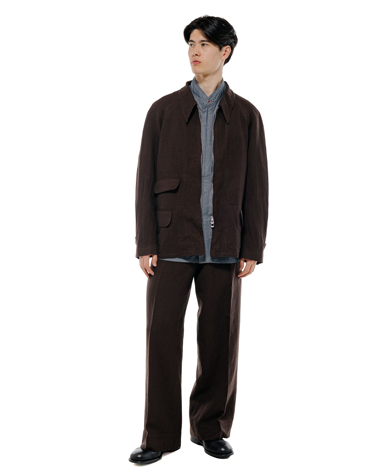 lost & found MotivMfg MotivMfg Bergman Mac Jacket Wool Linen Crepe/Espresso