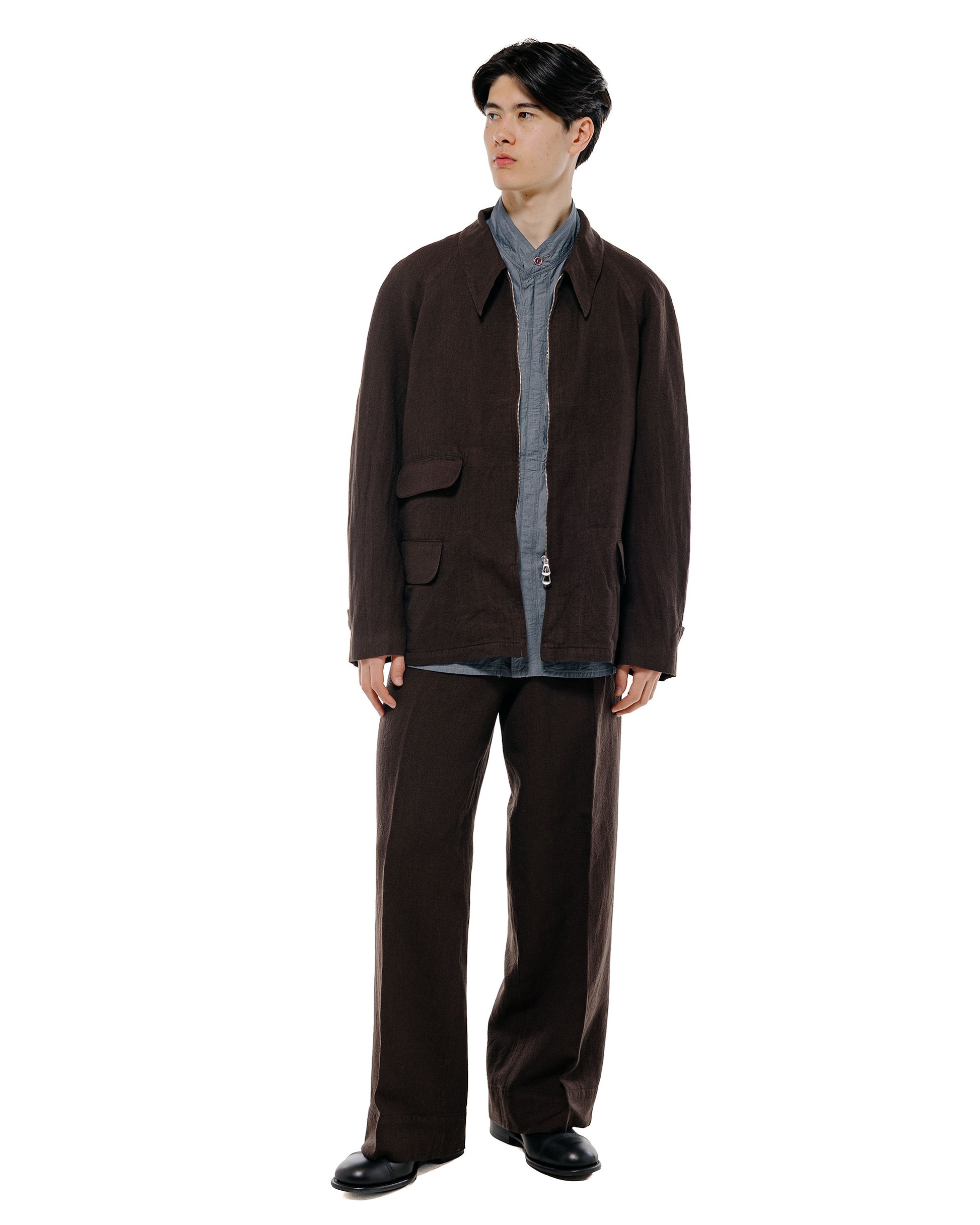 lost & found MotivMfg MotivMfg Bergman Mac Jacket Wool Linen Crepe/Espresso