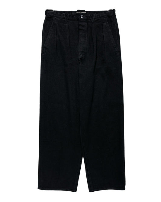 MotivMfg Pleat Denim Trousers Tailorable Denim/Black