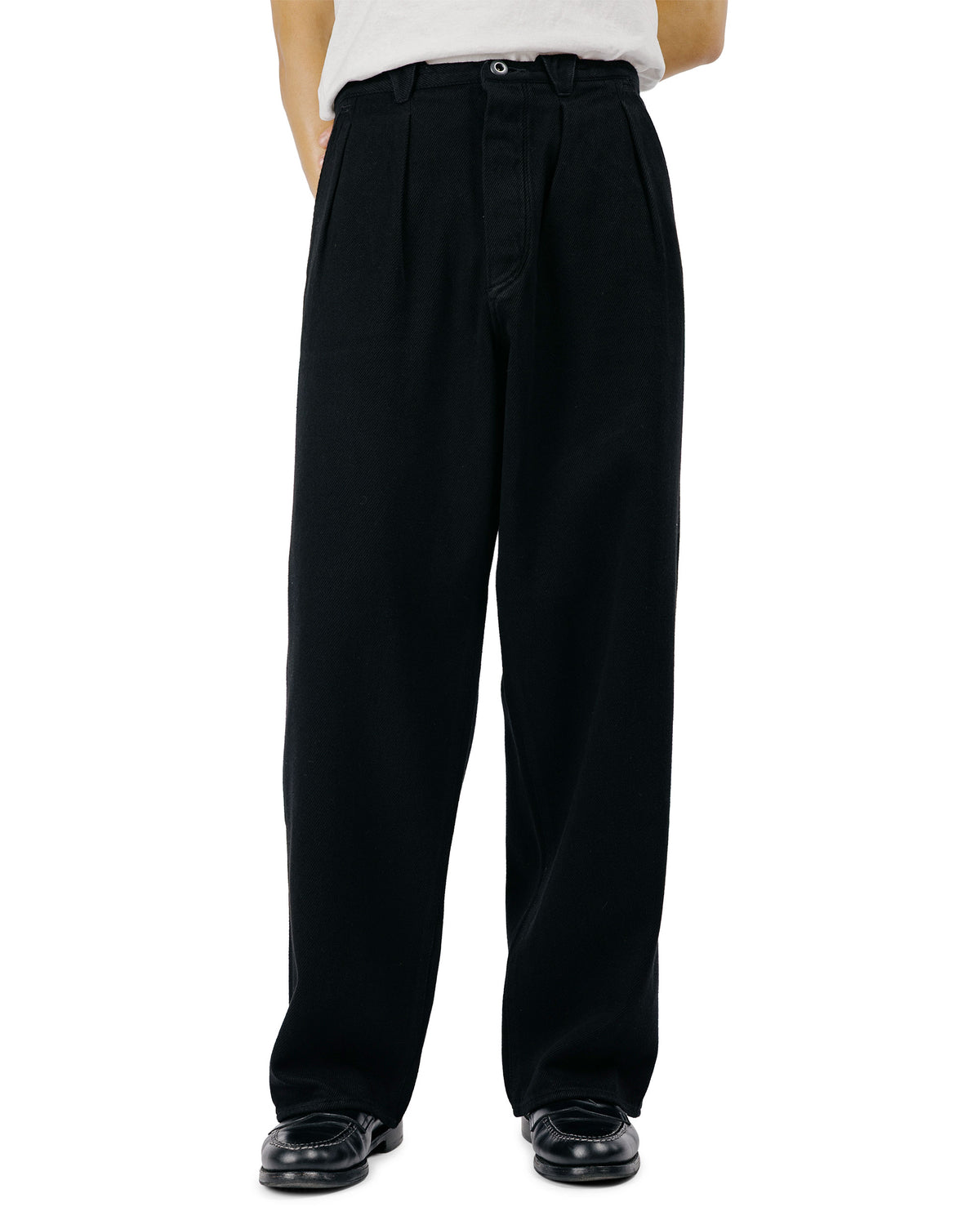 MotivMfg Pleat Denim Trousers Tailorable Denim/Black