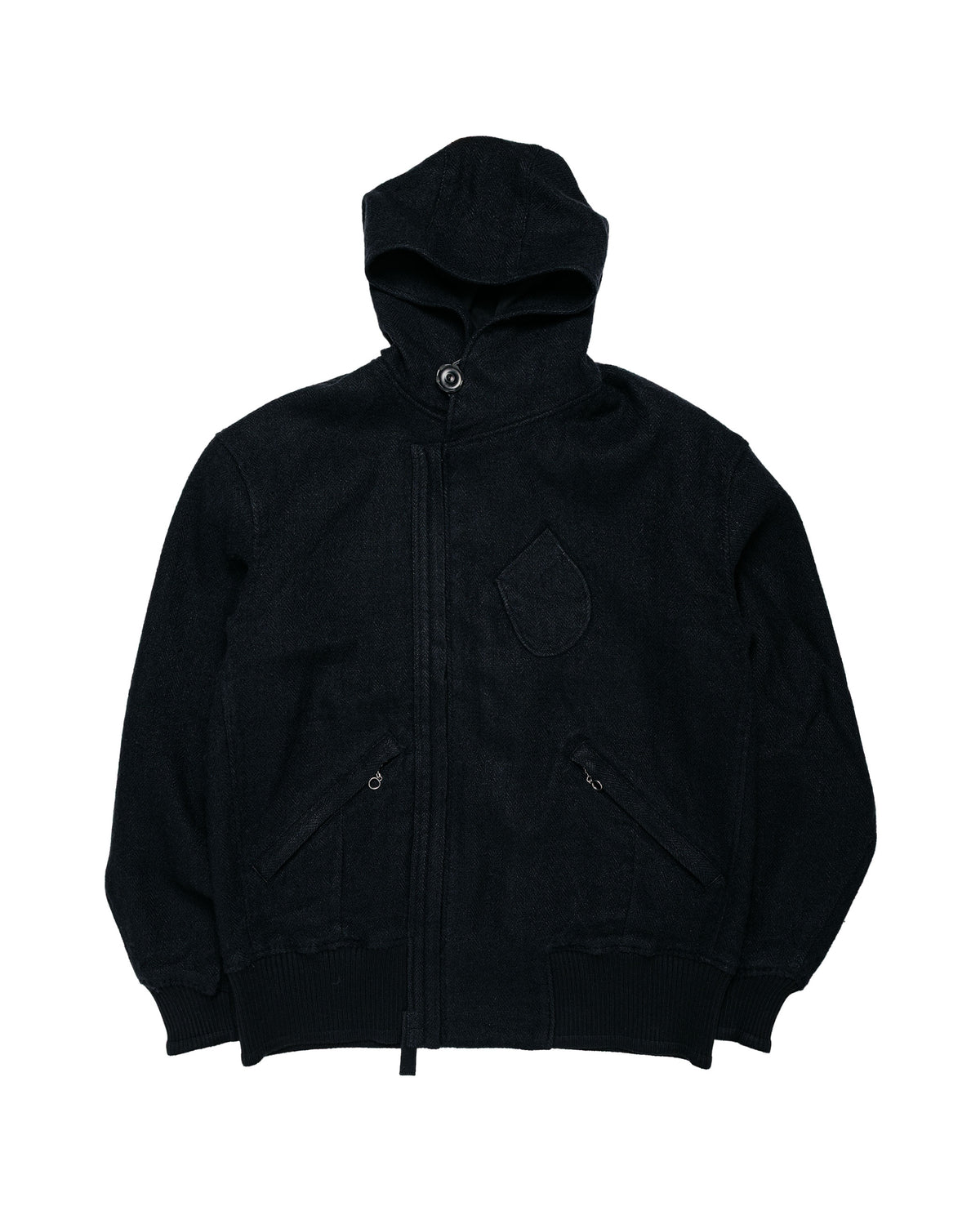 MotivMfg Shiff Hooded Jacket Linen Wool Herringbone/Black