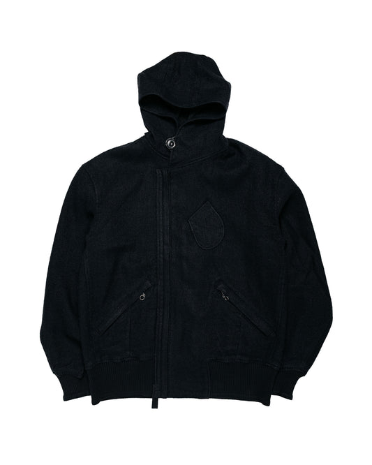 MotivMfg Shiff Hooded Jacket Linen Wool Herringbone/Black