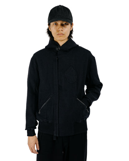 MotivMfg Shiff Hooded Jacket Linen Wool Herringbone/Black