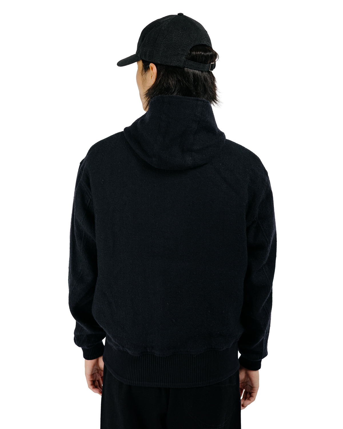 MotivMfg Shiff Hooded Jacket Linen Wool Herringbone/Black