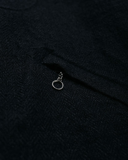 MotivMfg Shiff Hooded Jacket Linen Wool Herringbone/Black