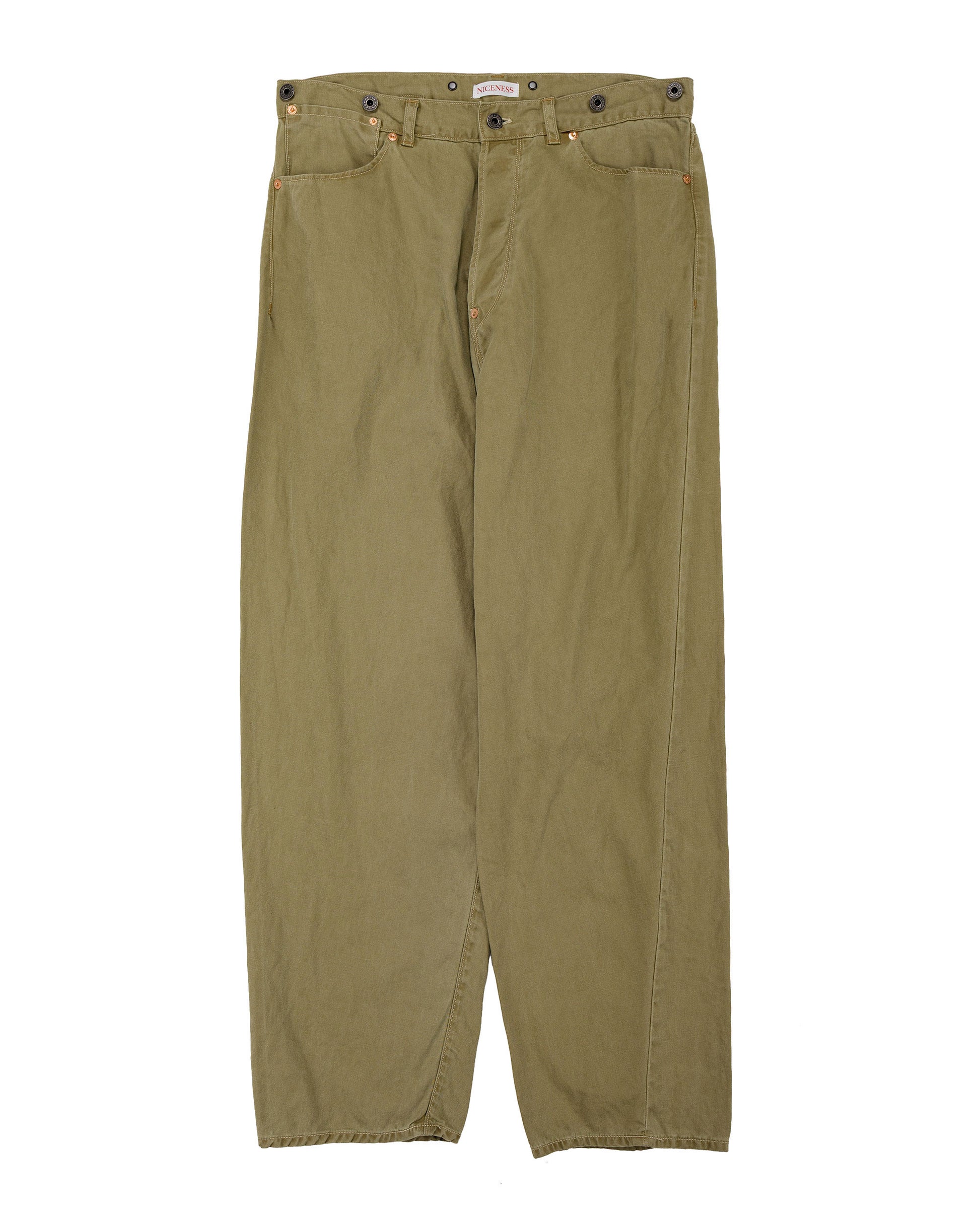 NICENESS H.Sharky Vintage Treat Herringbone Twist Jeans Khaki