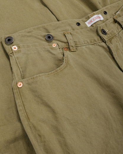 NICENESS H.Sharky Vintage Treat Herringbone Twist Jeans Khaki