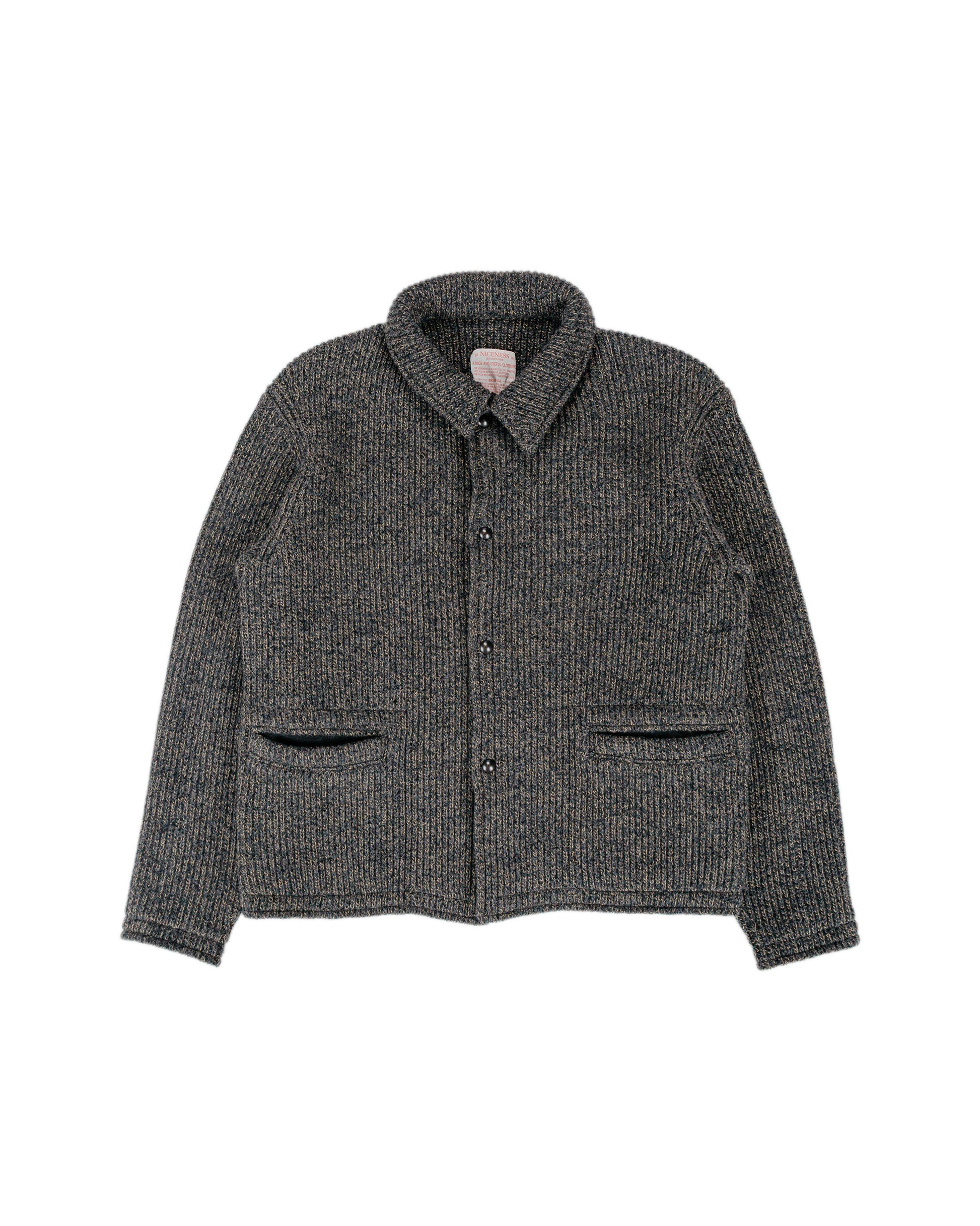 NICENESS B.Ben Wool Chambray Beach Knit Jacket NavyGray