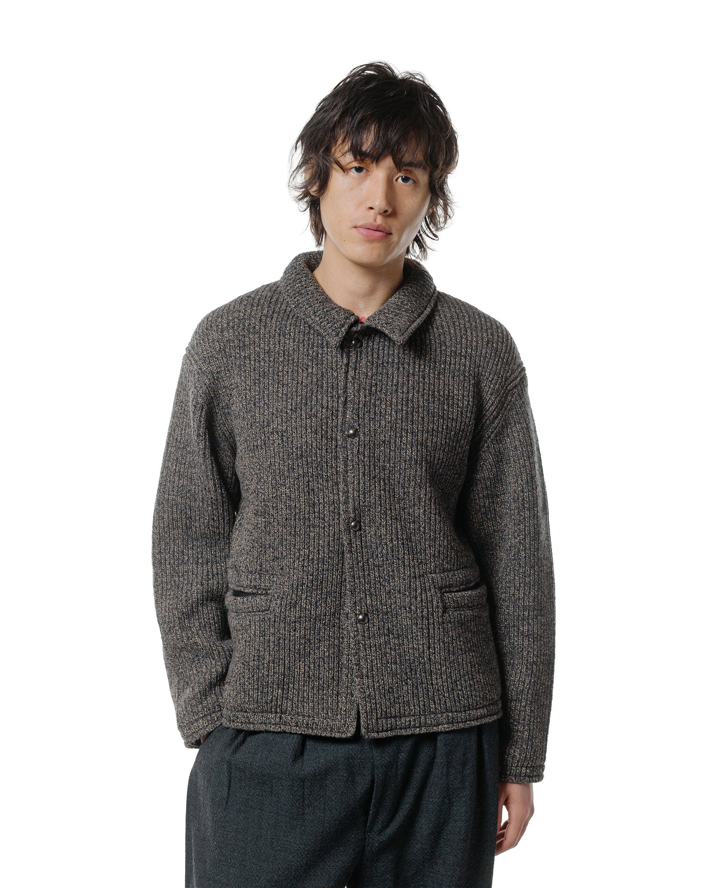 NICENESS B.Ben Wool Chambray Beach Knit Jacket NavyGray