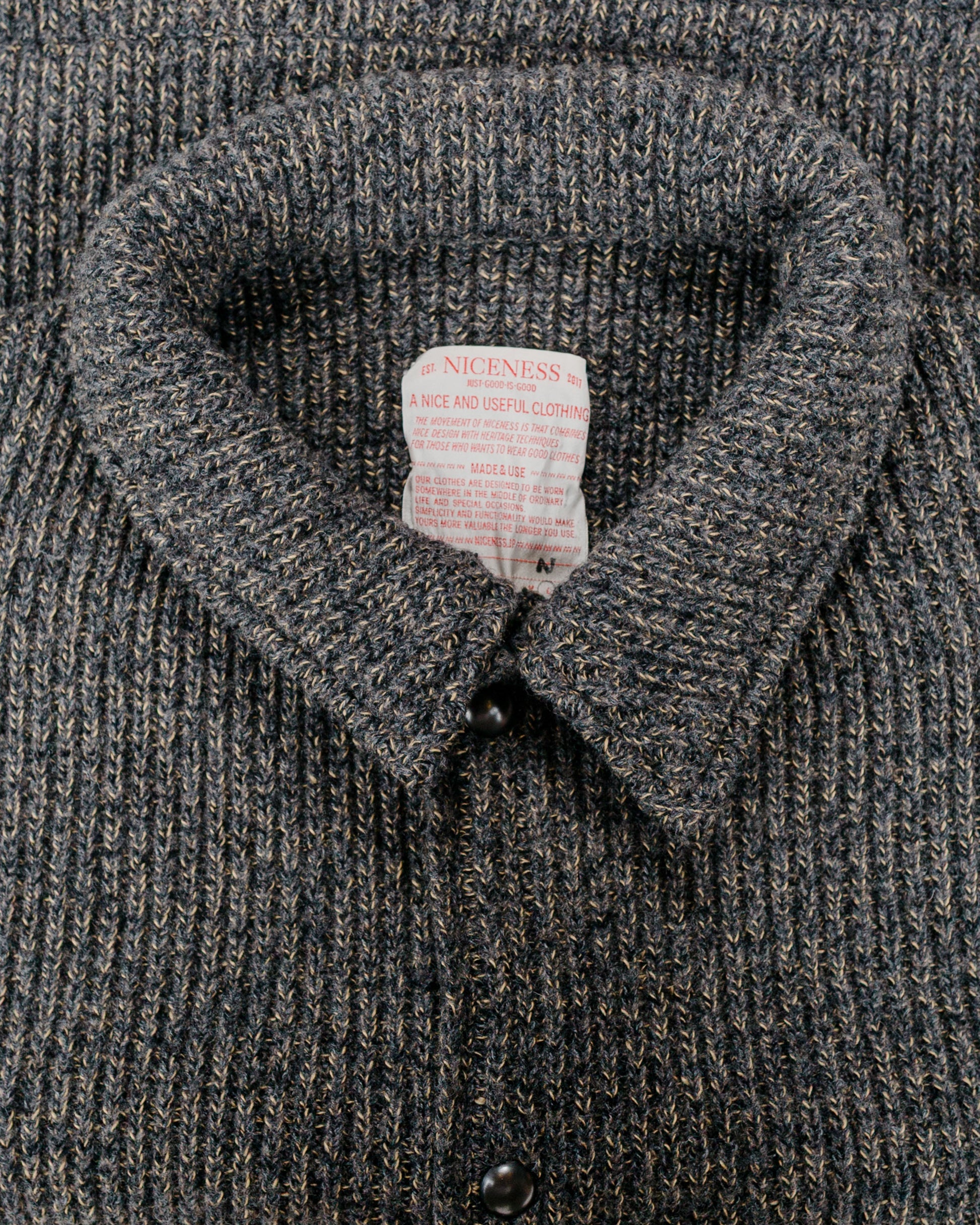 NICENESS B.Ben Wool Chambray Beach Knit Jacket NavyGray