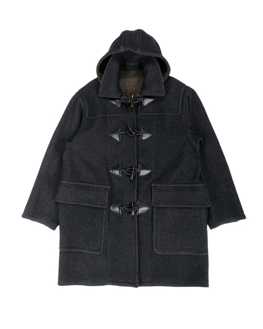 NICENESS H. Pierre Lily-Yarn Herringbone Reversible Duffle Coat BrownBlack