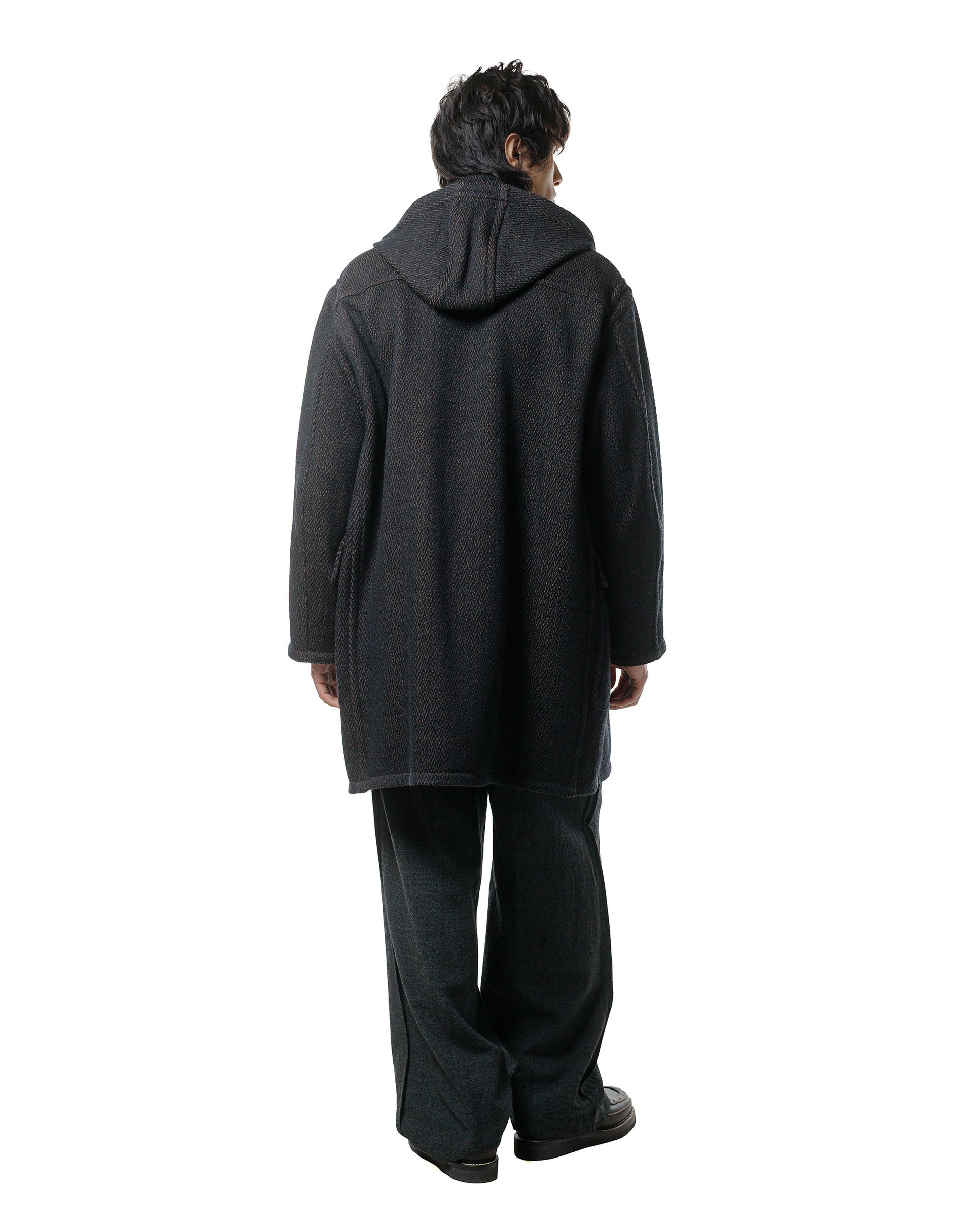 NICENESS H. Pierre Lily-Yarn Herringbone Reversible Duffle Coat BrownBlack