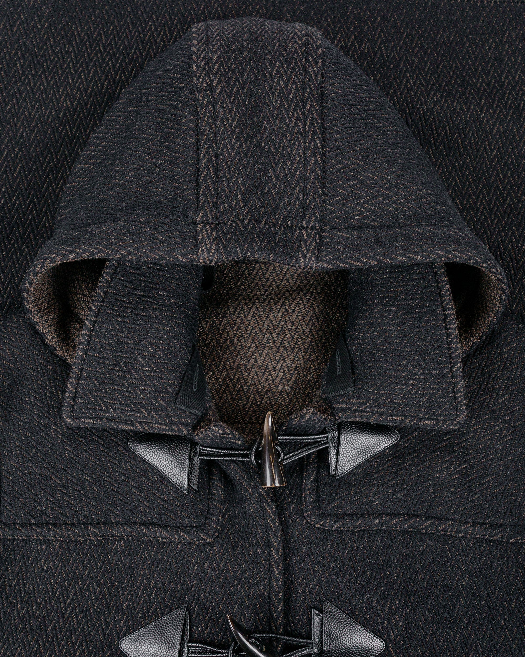 NICENESS H. Pierre Lily-Yarn Herringbone Reversible Duffle Coat Brown/
