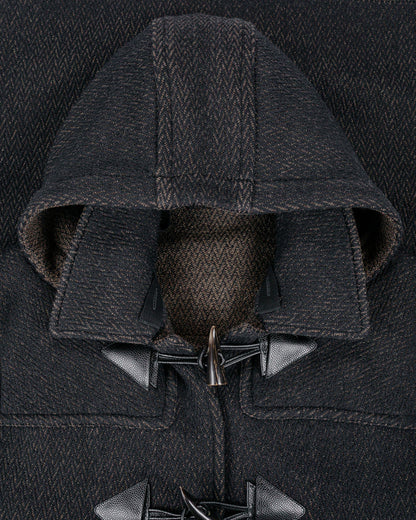 NICENESS H. Pierre Lily-Yarn Herringbone Reversible Duffle Coat BrownBlack