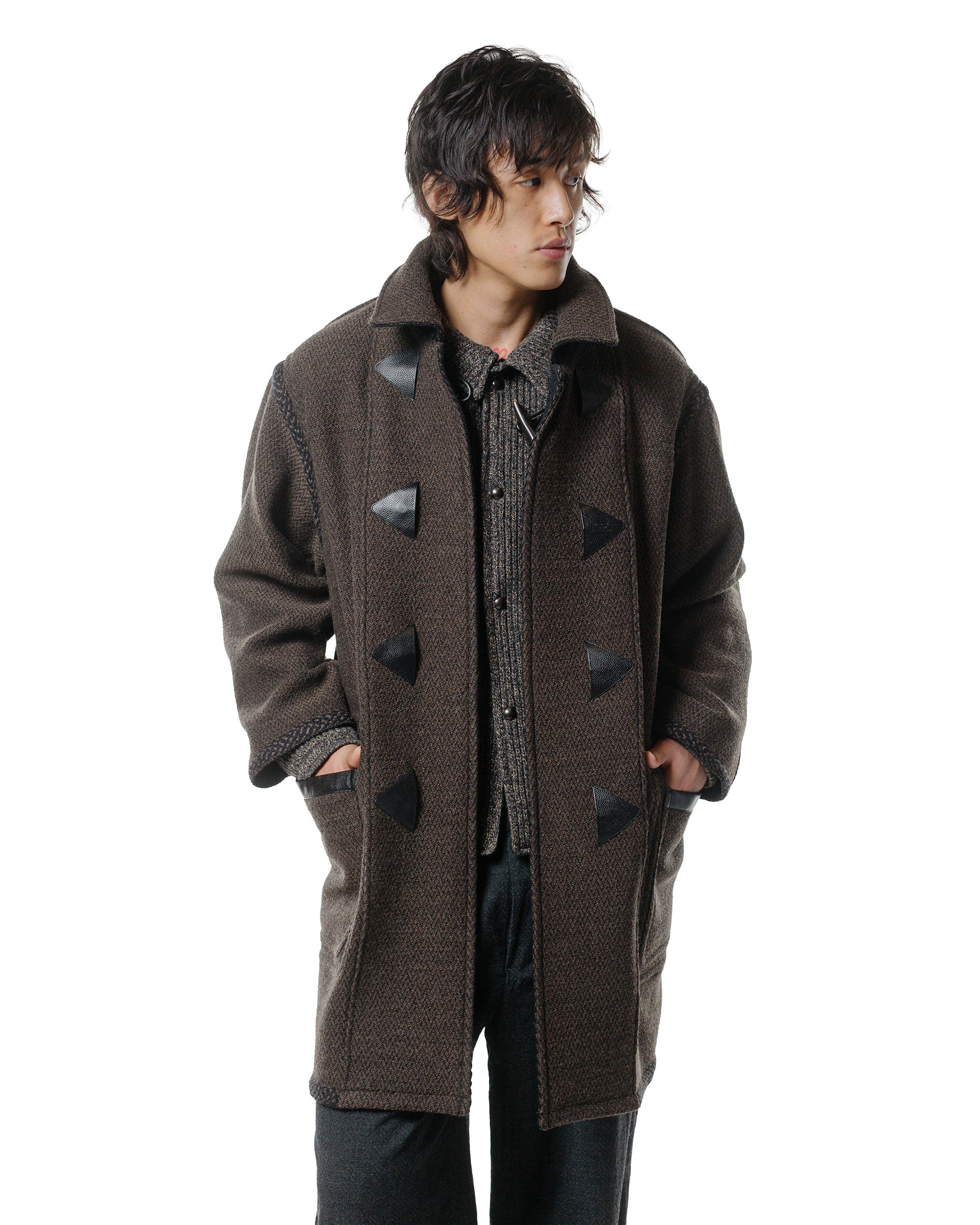 ジャケット・アウター NICENESS PIERRE herringbone duffle coat NICENESS H. Pierre Lily-Yarn Herringbone Reversible Duffle Coat Brown/