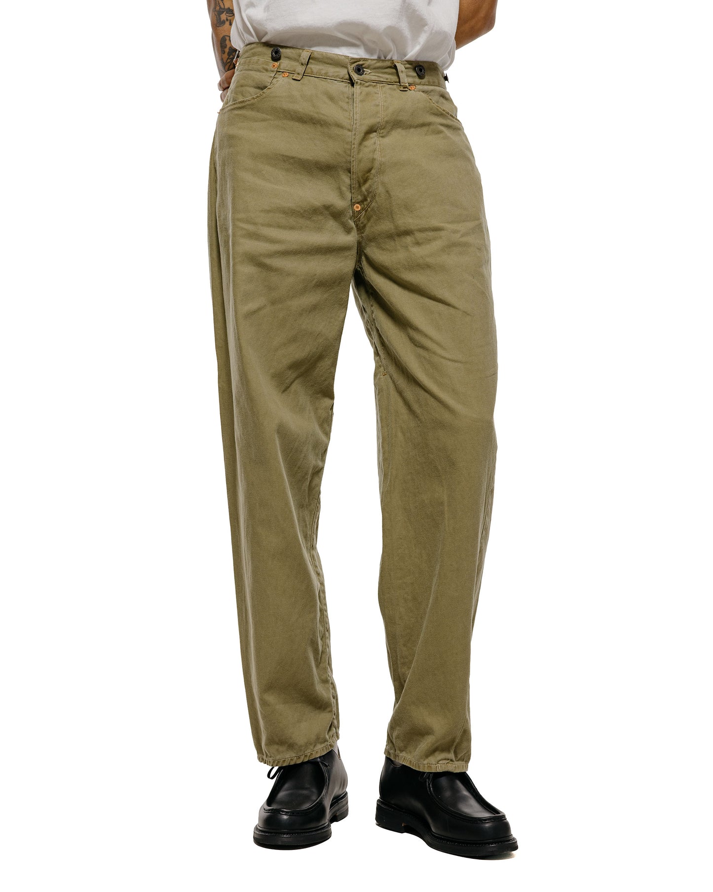 NICENESS H.Sharky Vintage Treat Herringbone Twist Jeans Khaki