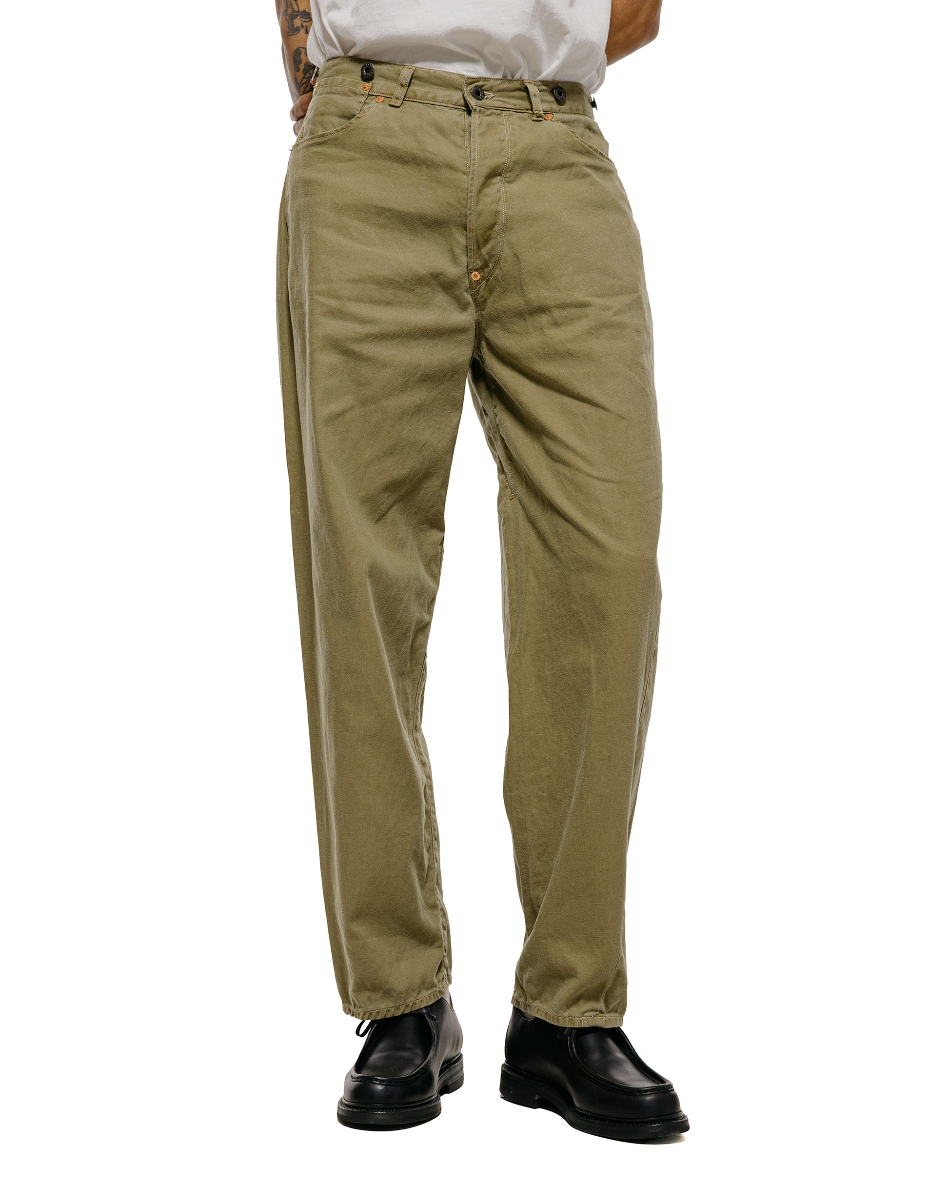 NICENESS H.Sharky Vintage Treat Herringbone Twist Jeans Khaki