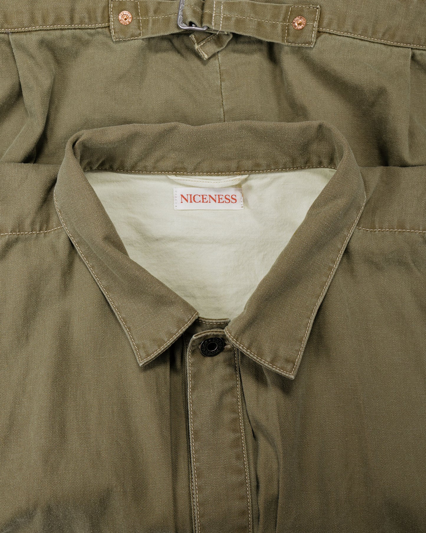 lost & found NICENESS NICENESS H.Thornhill Vintage Treat Herringbone Trucker Khaki