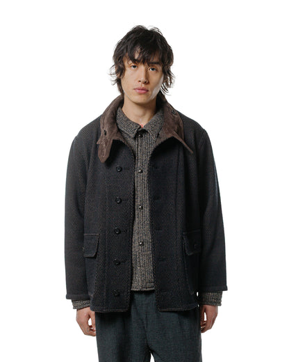 NICENESS H.Tweedy Lily-Yarn Herringbone Reversible Marine Jacket BlackBrown