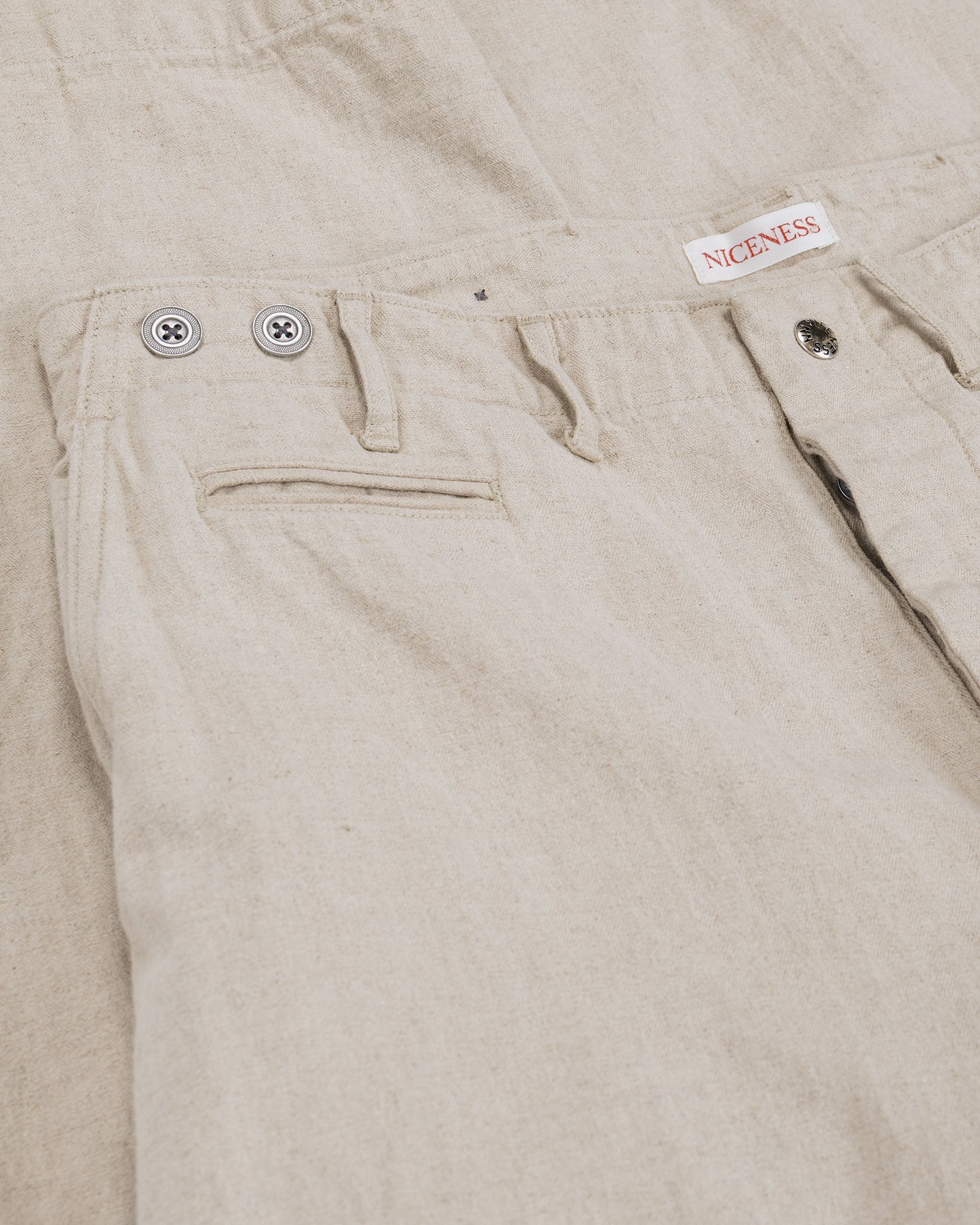NICENESS L.Bliss Natural Herringbone Utility Pants