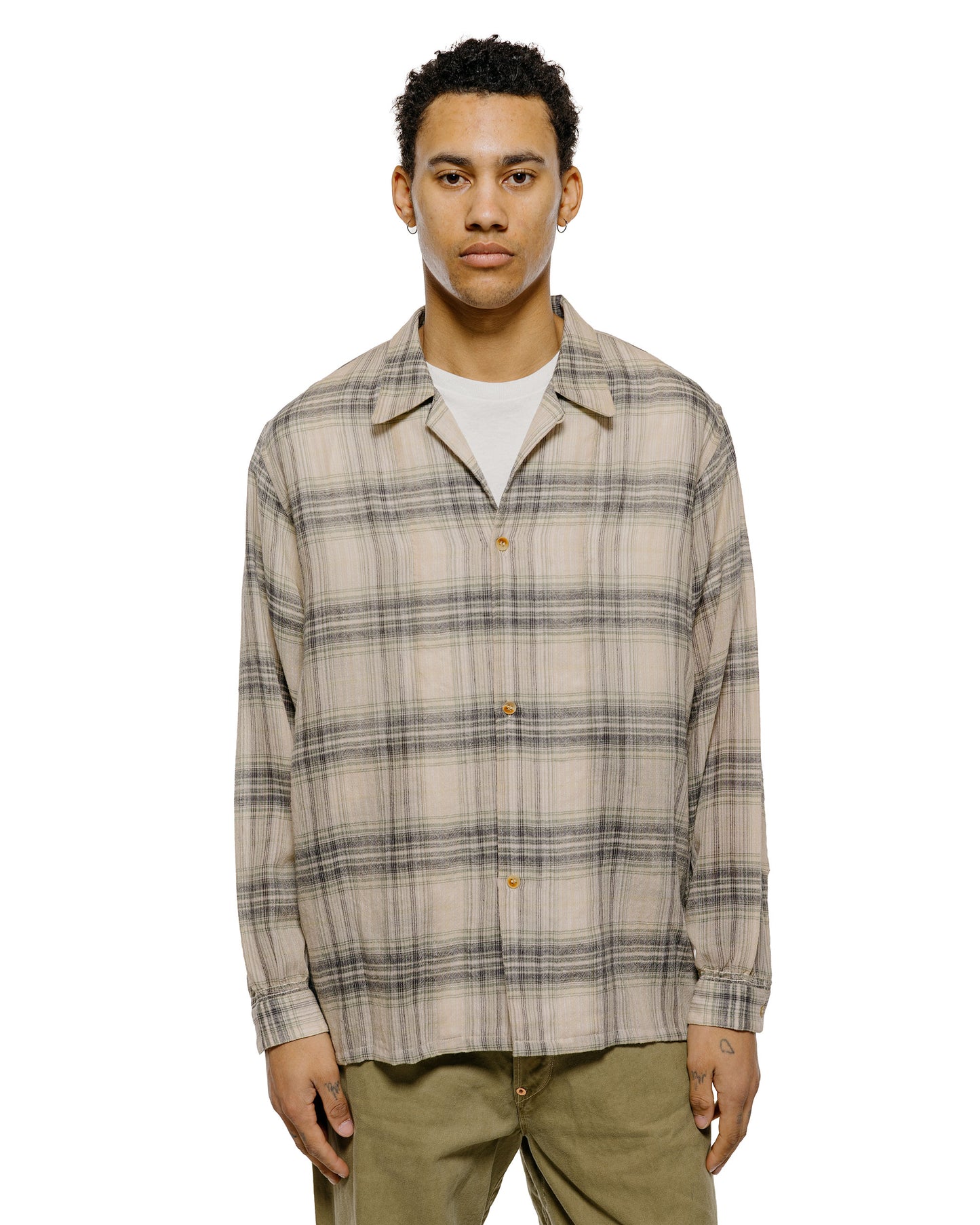 NICENESS Thom Open Collar Jacket Shirt Light Green