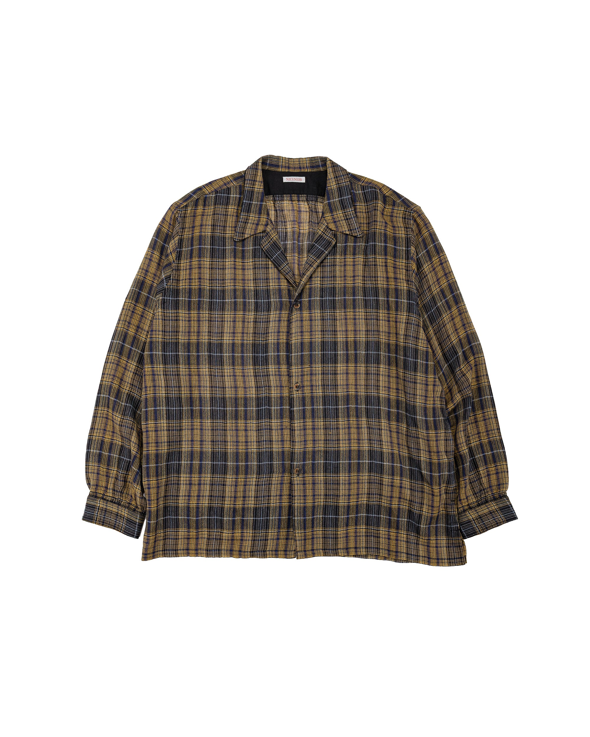 トップス NICENESS THOM OPEN COLLAR JACKET SHIRT NICENESS トム オープンカラー ジャケット シャツ イエロー