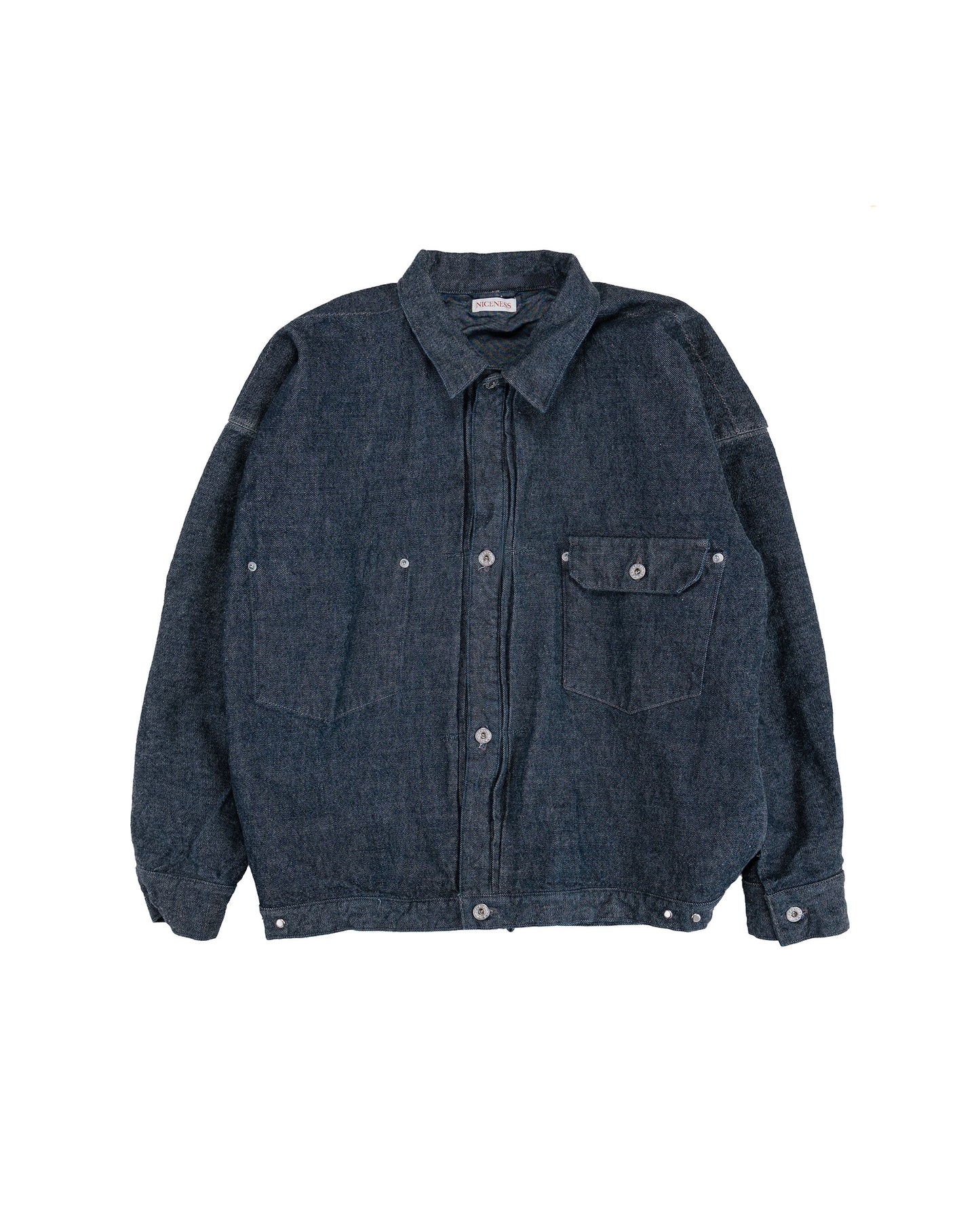 NICENESS Thornhill Raw Denim Tracker Jacket Indigo