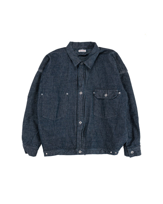 NICENESS Thornhill Raw Denim Tracker Jacket Indigo