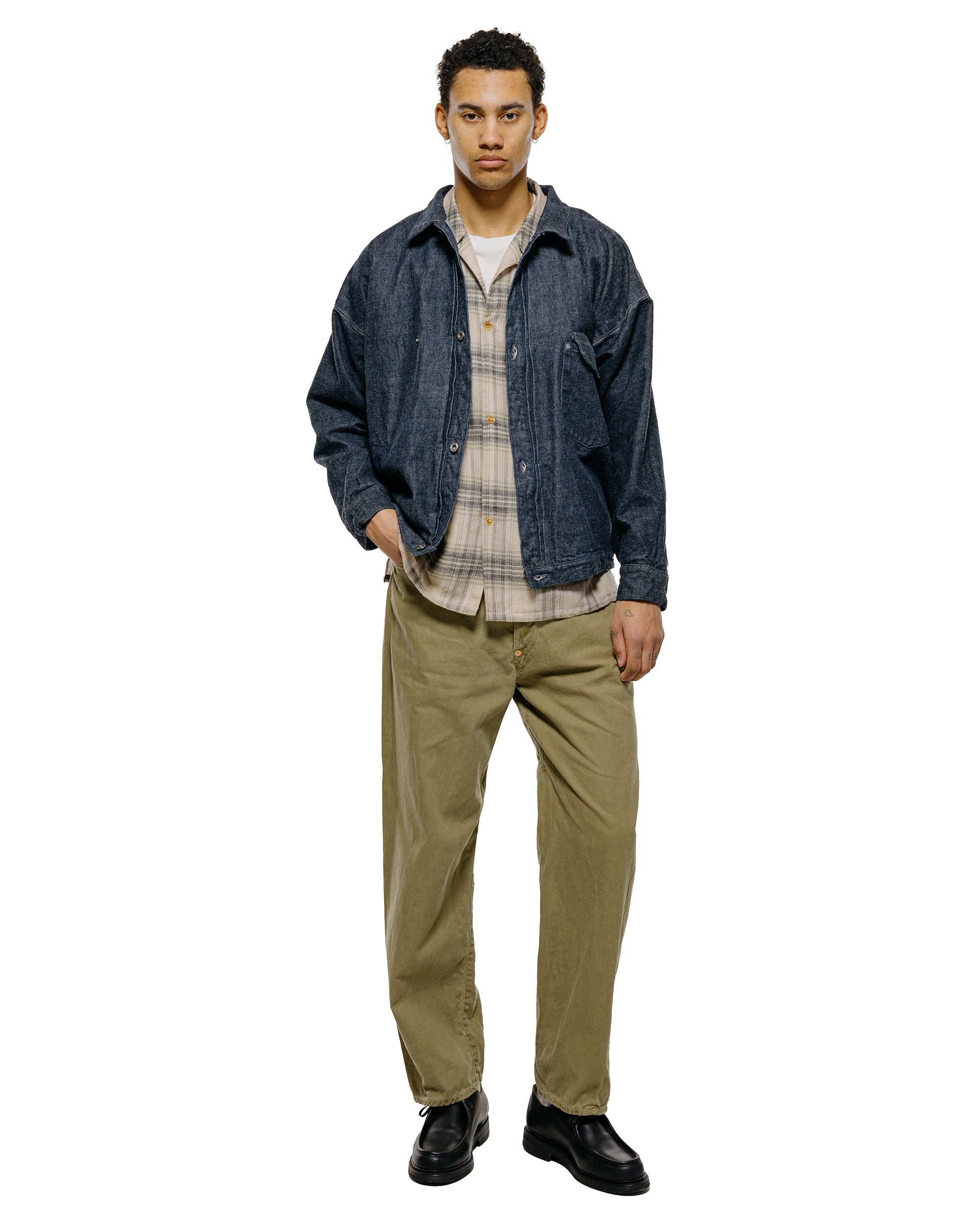 NICENESS Thornhill Raw Denim Tracker Jacket Indigo