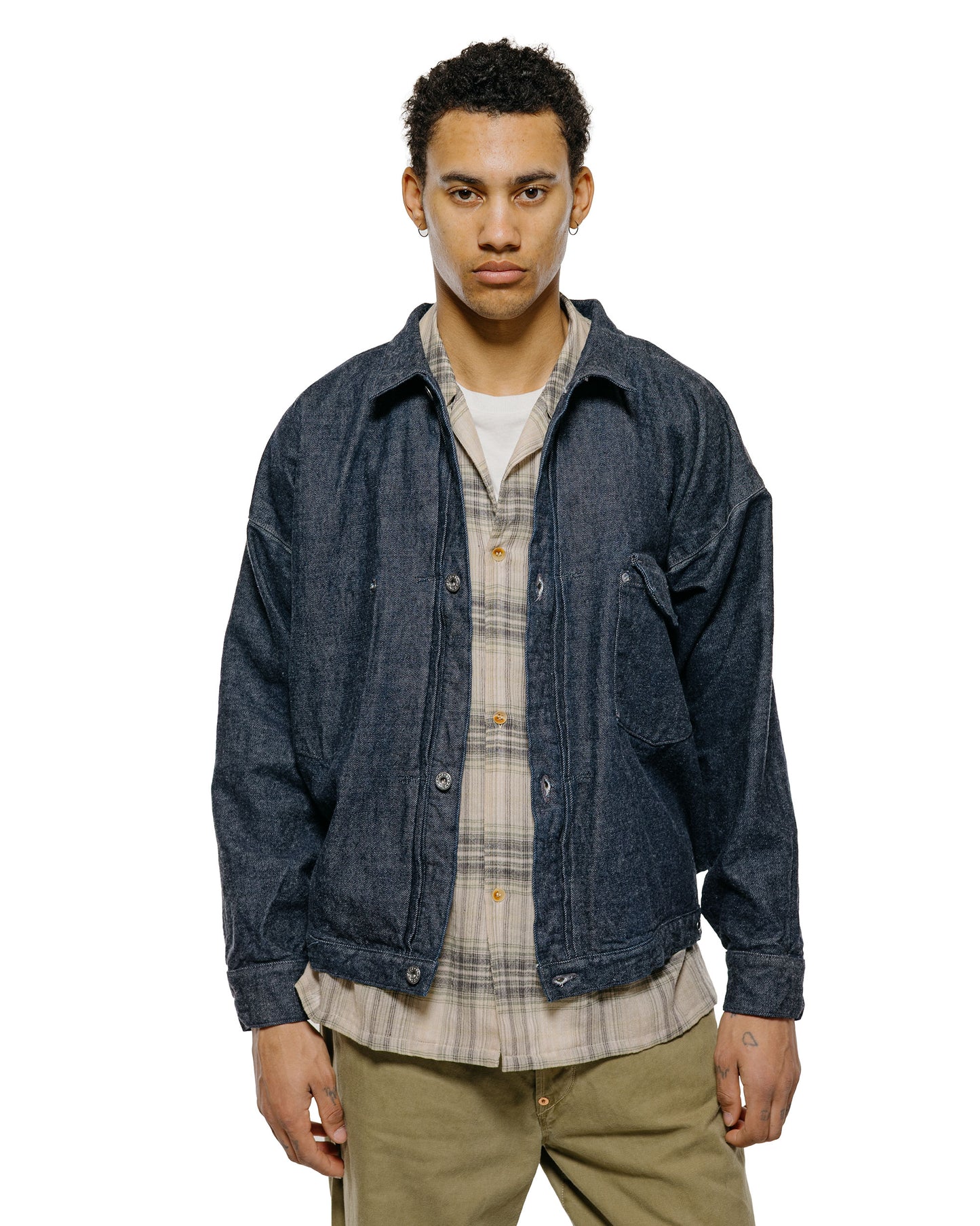 NICENESS Thornhill Raw Denim Tracker Jacket Indigo