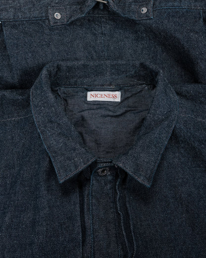 NICENESS Thornhill Raw Denim Tracker Jacket Indigo