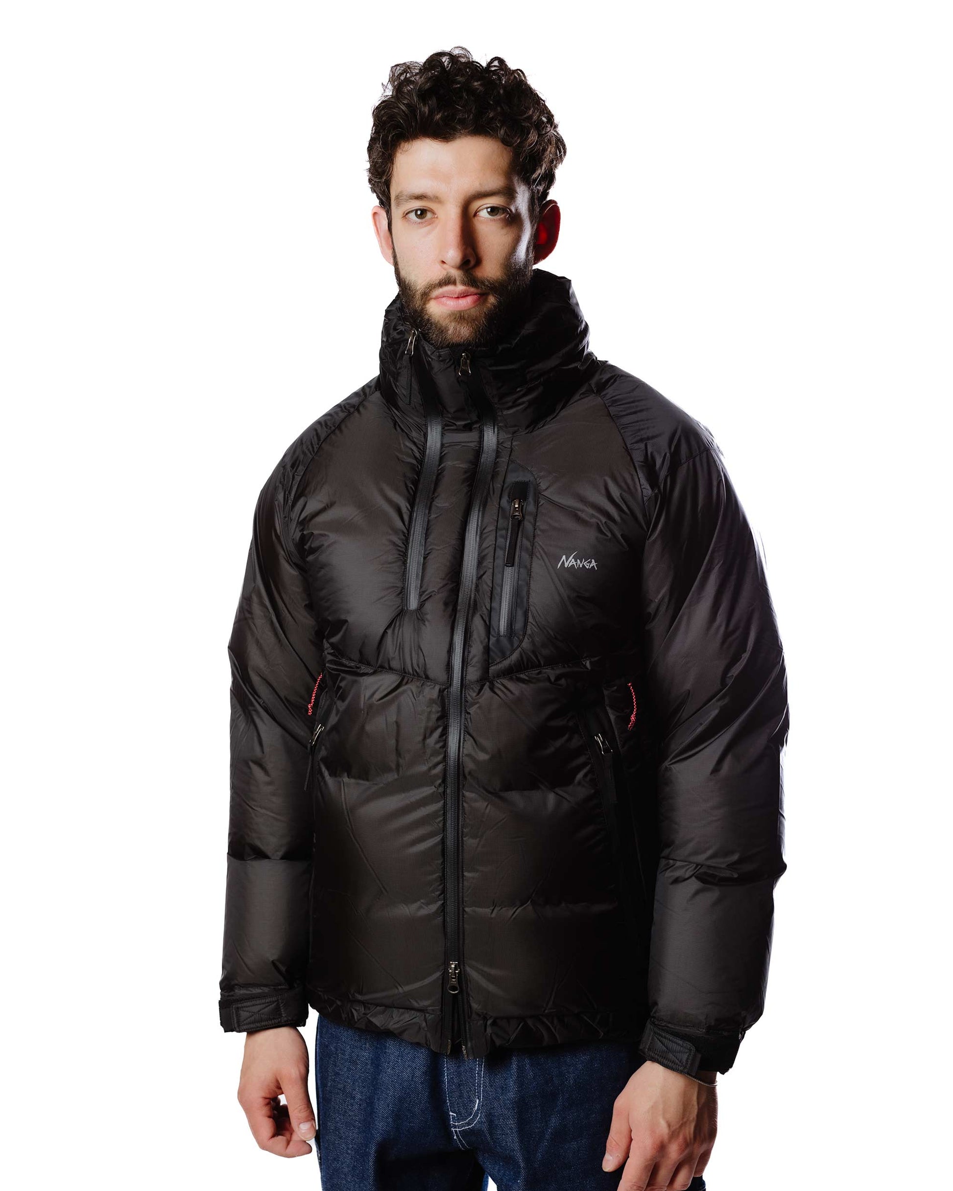 Nanga Aurora Light Down Jacket Black Model Close Up