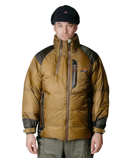 Nanga Aurora Light Stand Collar Down Jacket Mikami Coyote/Khaki model front